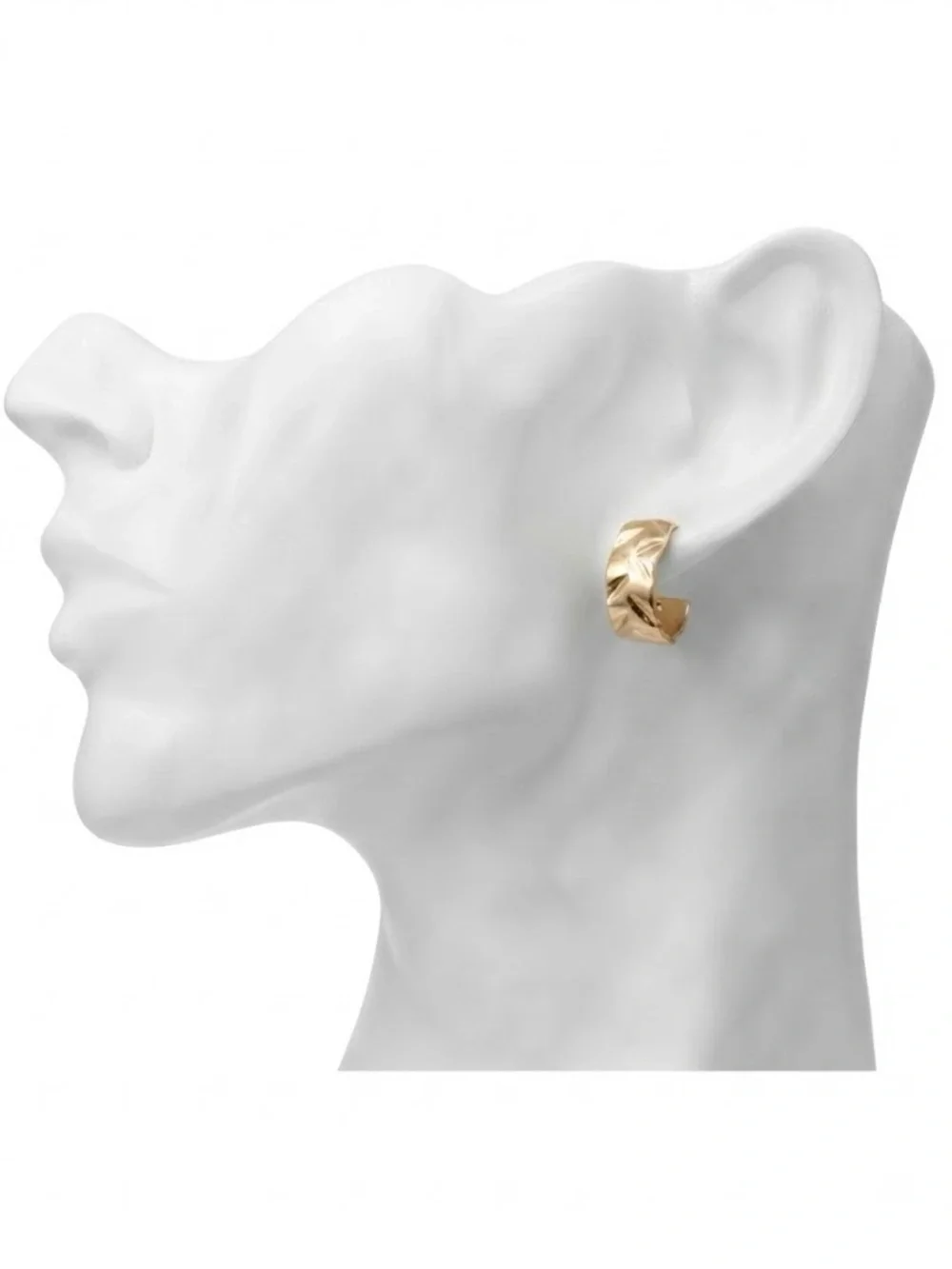 Gold Tone Textured Stud Hoop Earrings (NWT)